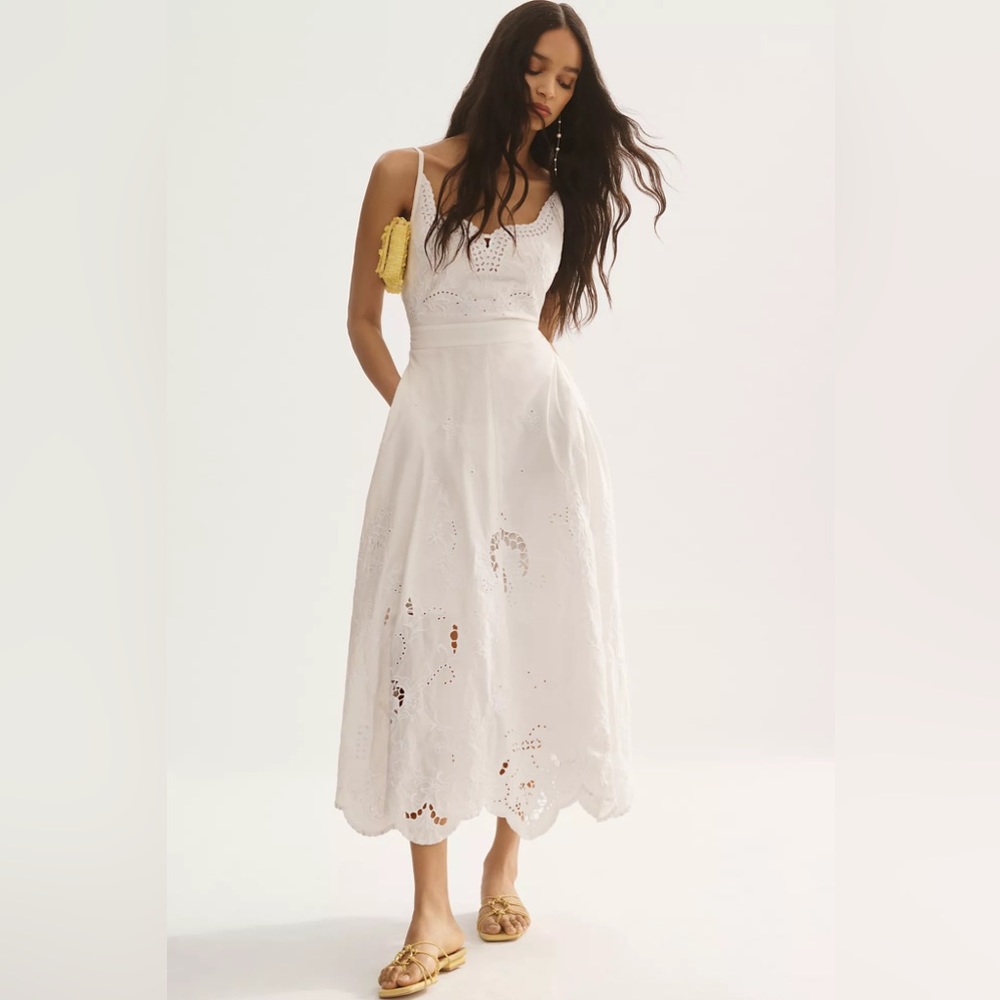 By Anthropologie Tie-Back Cutwork Dress